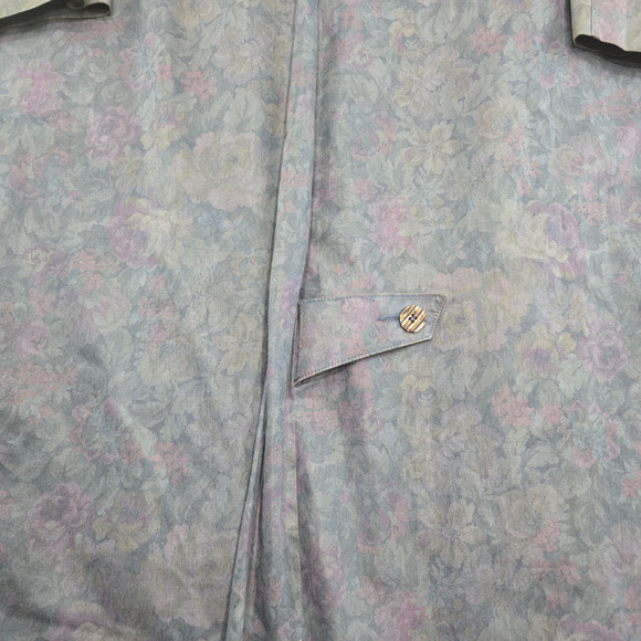 1980s London Fog Floral Water Resistant Wool Lined Transitional Trench Coat 12P - Picture 14 of 15